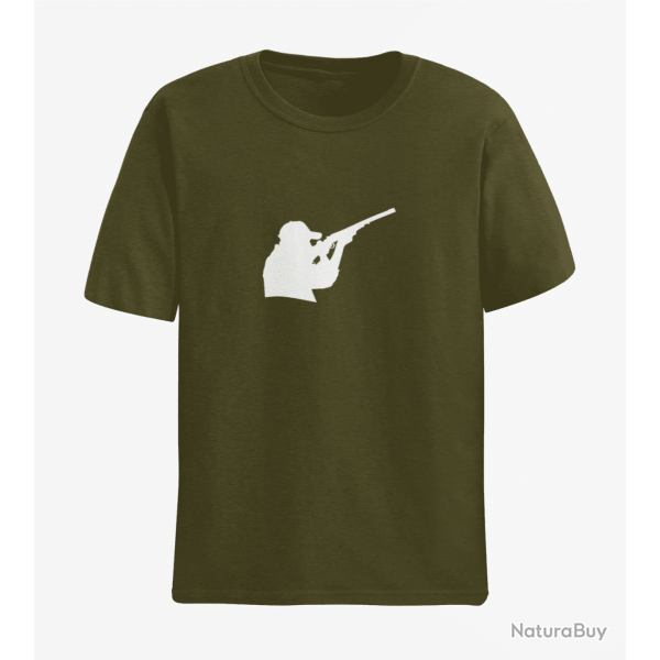 T shirt CHASSE Balltrap Army Blanc