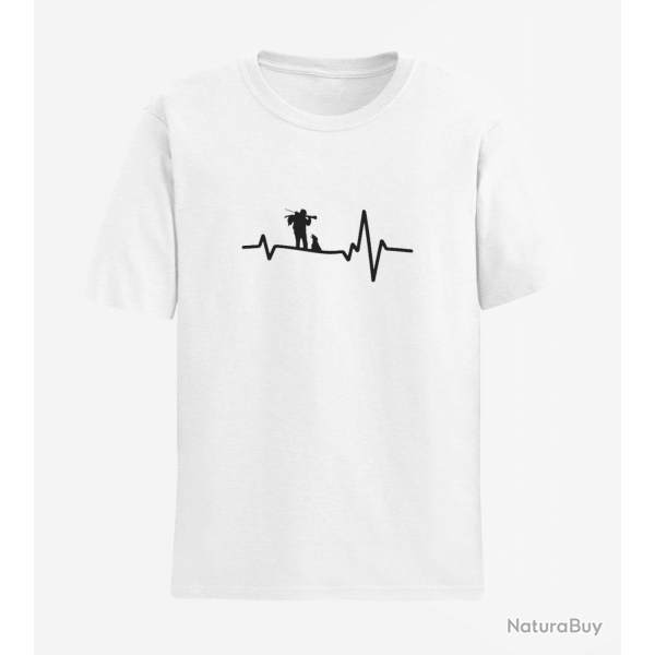 T shirt CHASSE Battement de Coeur Blanc