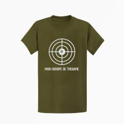 T shirt TIR SPORTIF Mon Groupe de Th&eacute;rapie Kaki Blanc