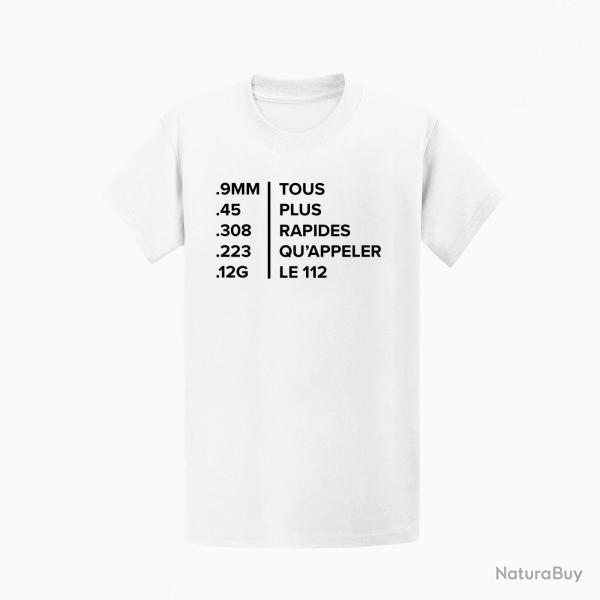 T shirt HOME DEFENSE Tous plus rapides que le 112 Blanc