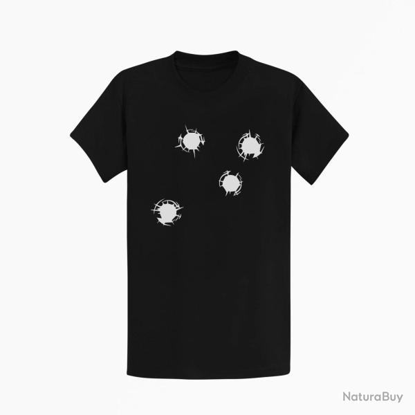 T shirt Impact de balles Coeur Noir