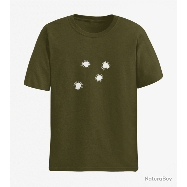 T shirt IMPACTS DE BALLES Army Blanc