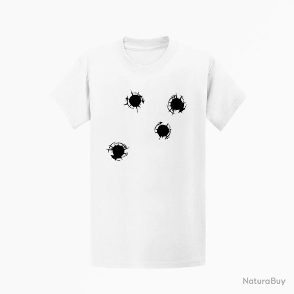 T shirt IMPACTS DE BALLES Blanc