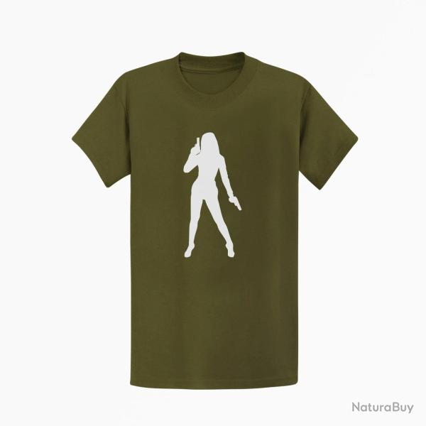 T shirt FEMME James Bond Kaki Blanc