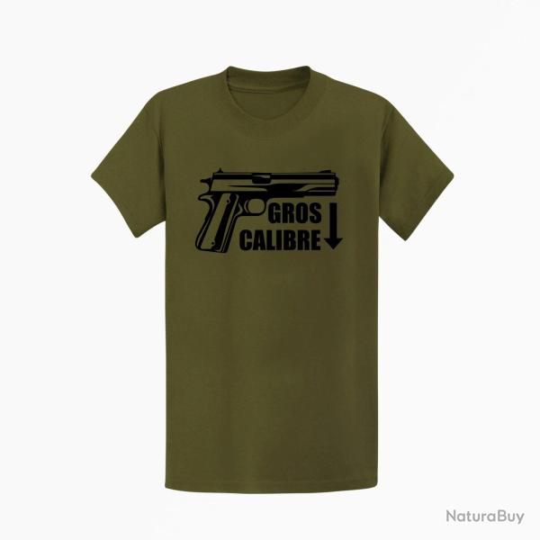 T shirt Gros Calibre Kaki Noir