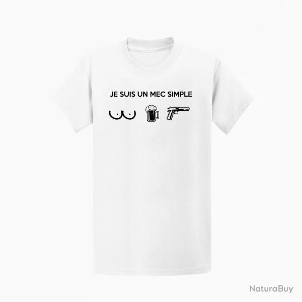 T shirt PATRIOTE Je suis un mec simple Blanc
