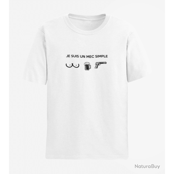 T shirt PATRIOTE Je suis un mec simple Blanc