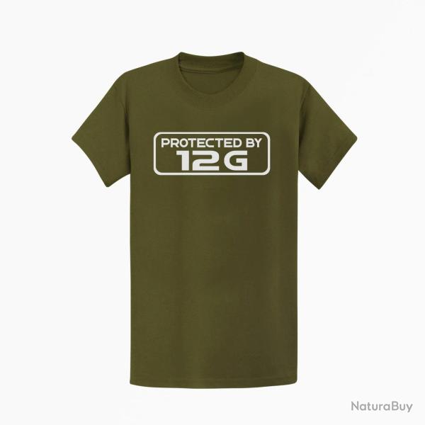 T shirt PROTECTED BY 12G Kaki Blanc