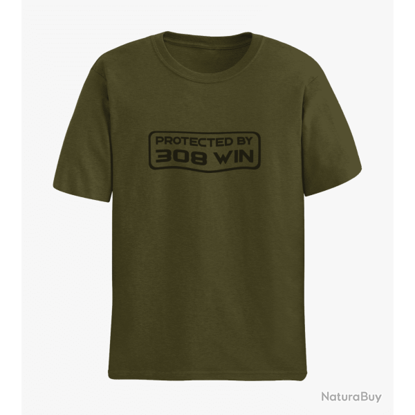 T shirt PROTECTED BY 308 win Army Noir