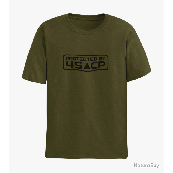 T shirt PROTECTED BY 45 ACP Army Noir