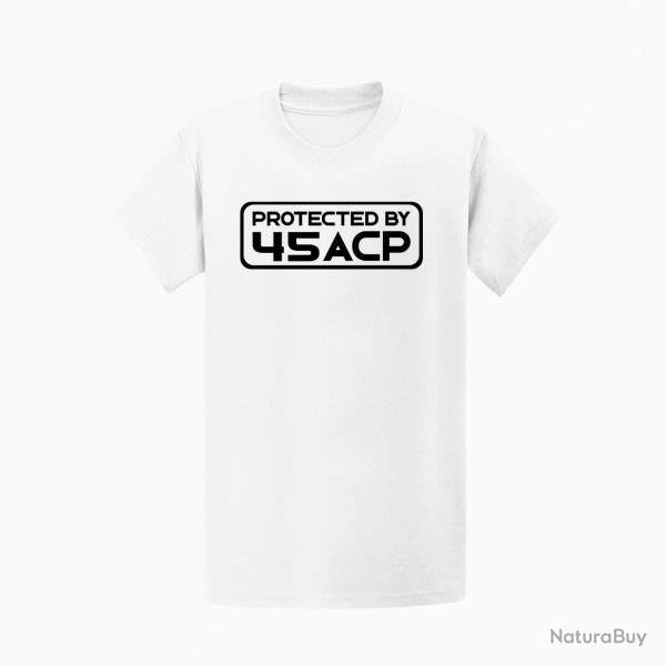 T shirt PROTECTED BY 45 ACP Blanc