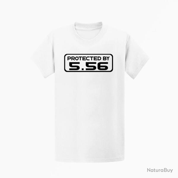 T shirt PROTECTED BY 5.56 Blanc