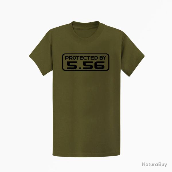 T shirt PROTECTED BY 5.56 Kaki Noir