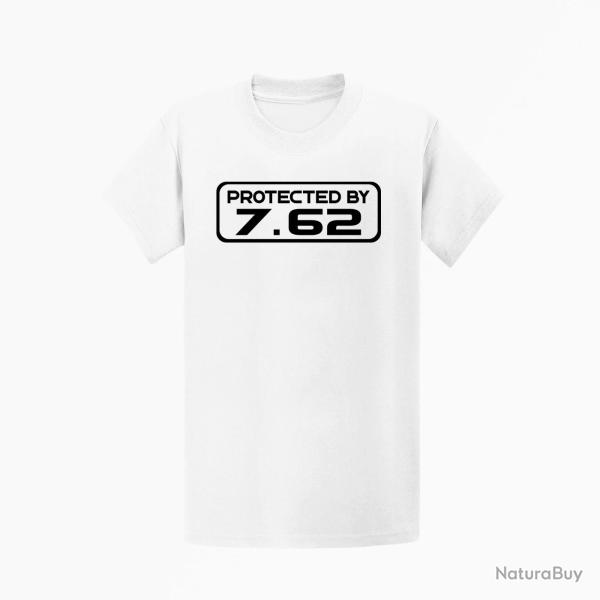 T shirt PROTECTED BY 7.62 Blanc