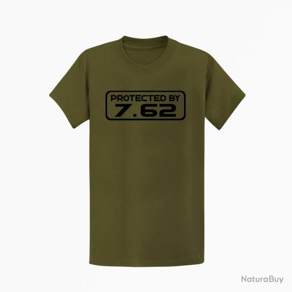 T shirt PROTECTED BY 7.62 Kaki Noir
