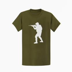 T shirt MILITAIRE AR15 Kaki Blanc