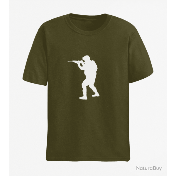 T shirt MILITAIRE AR15 Army Blanc