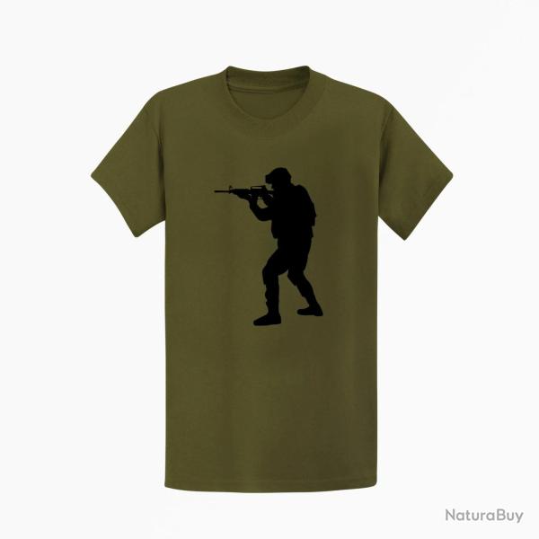T shirt MILITAIRE AR15 Kaki Noir