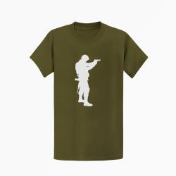 T shirt MILITAIRE Arme de poing Kaki Blanc