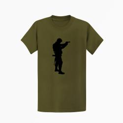 T shirt MILITAIRE Arme de poing Kaki Noir