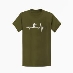 T shirt Militaire Battements de Coeur 2 Kaki Blanc