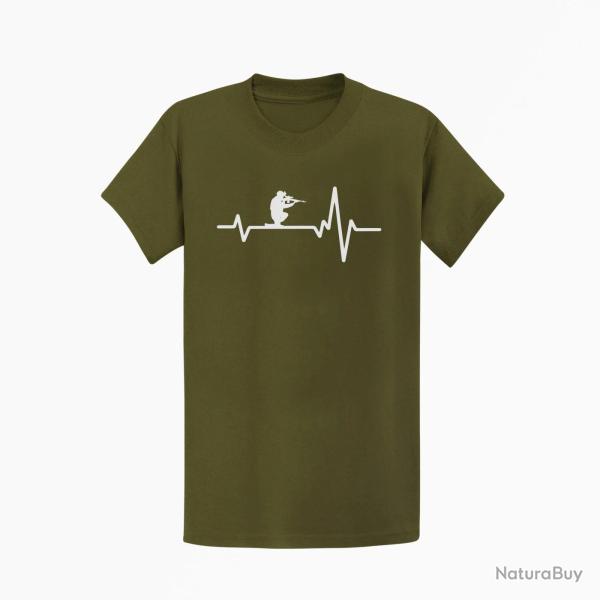 T shirt Militaire Battements de Coeur 2 Kaki Blanc