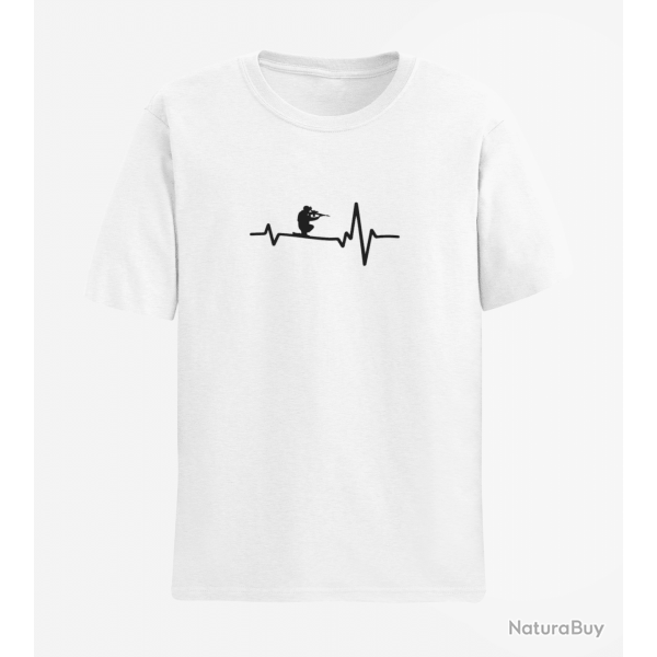 T shirt Militaire Battements de Coeur 2 Blanc