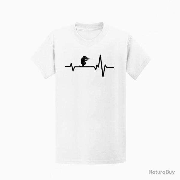 T shirt Militaire Battements de Coeur 2 Blanc