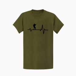 T shirt Militaire Battements de Coeur Kaki Noir