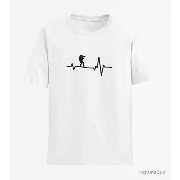 T shirt Militaire Battements de Coeur Blanc