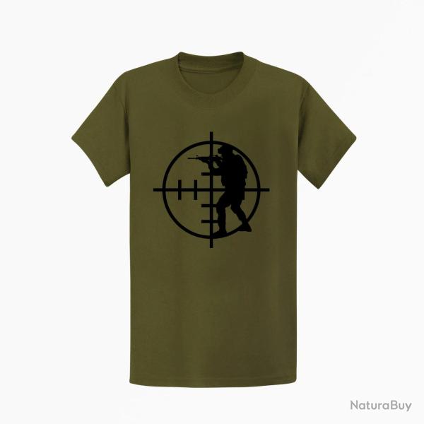 T shirt Militaire Viseur Kaki Noir