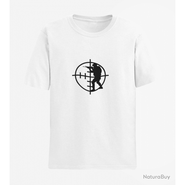T shirt Militaire Viseur Blanc