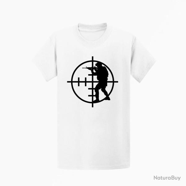 T shirt Militaire Viseur Blanc