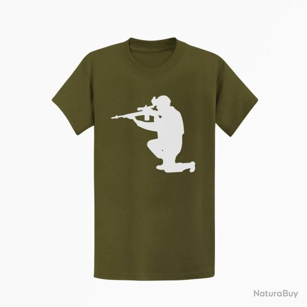 T shirt MILITAIRE M14 Kaki Blanc