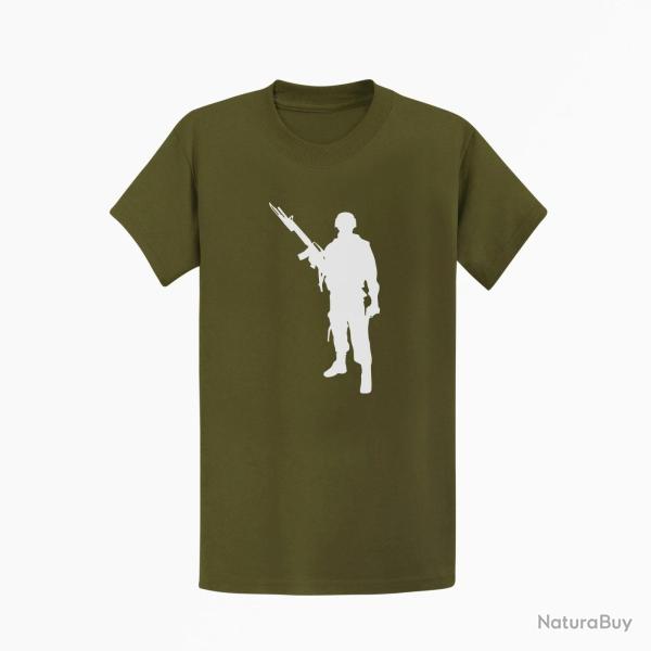 T shirt MILITAIRE M16 Kaki Blanc