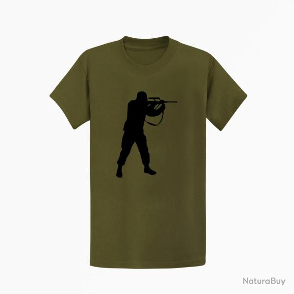 T shirt MILITAIRE Steyr Aug Kaki Noir