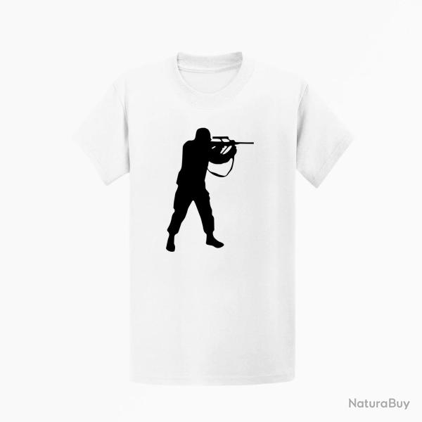 T shirt MILITAIRE Steyr Aug Blanc