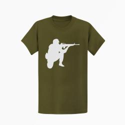 T shirt MILITAIRE Tireur Kaki Blanc