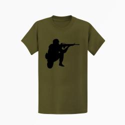 T shirt MILITAIRE Tireur Kaki Noir