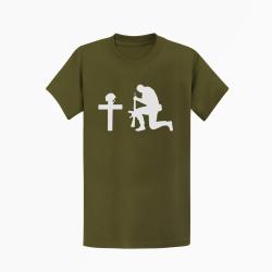 T shirt MILITAIRE V&eacute;t&eacute;ran Hommage Kaki Blanc