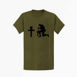 T shirt MILITAIRE V&eacute;t&eacute;ran Hommage Kaki Noir
