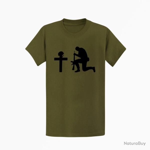 T shirt MILITAIRE V�t�ran Hommage Kaki Noir