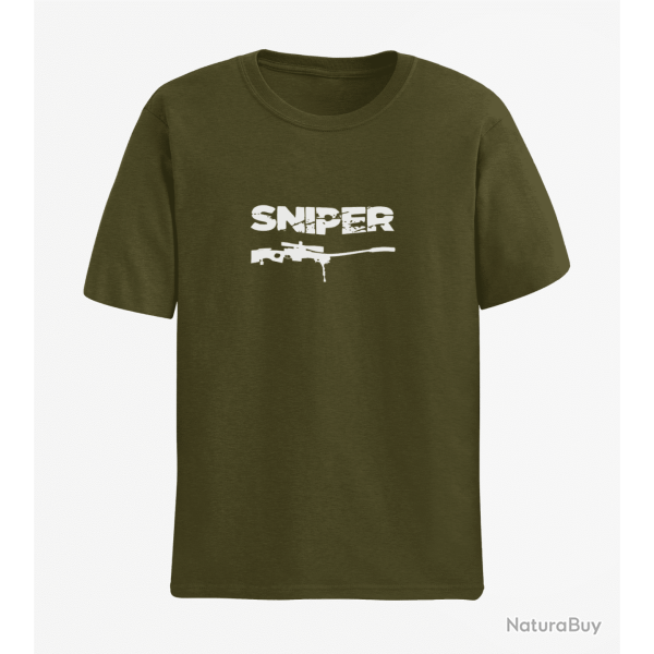 T shirt SNIPER ARME Army Blanc