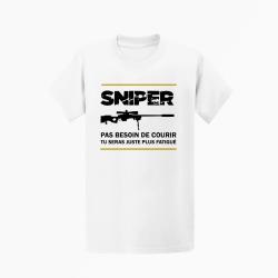 T shirt SNIPER Pas Besoin De Courir Blanc
