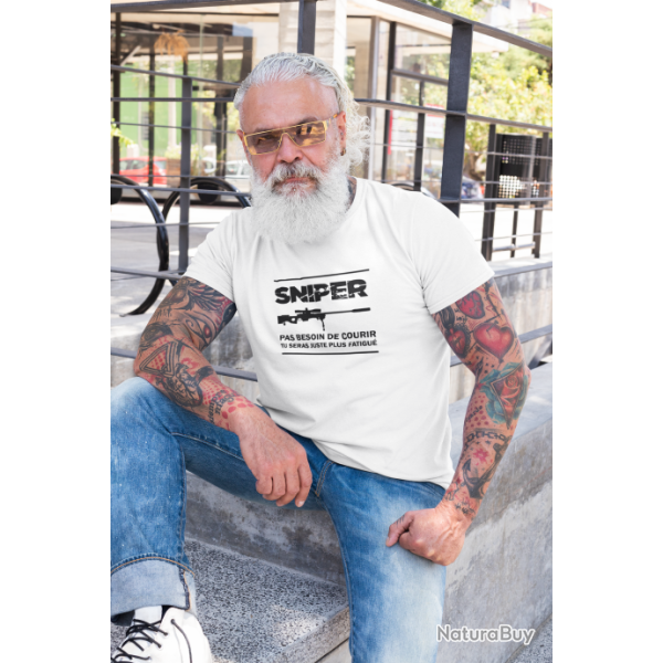 T SHIRT TIREUR Sniper pas besoin de courrir