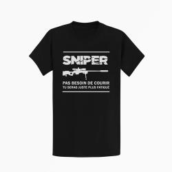 T shirt SNIPER Pas Besoin De Courir Noir
