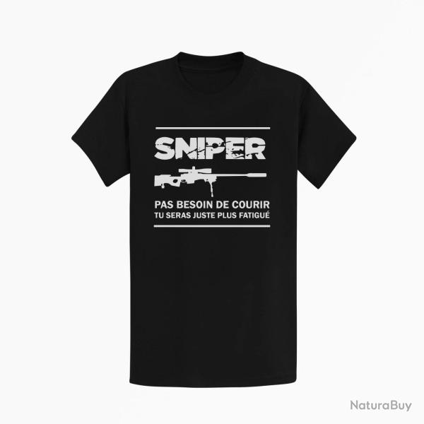 T shirt SNIPER Pas Besoin De Courir Noir