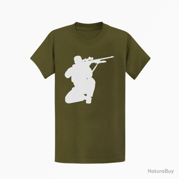 T shirt SNIPER SOLDAT Kaki Blanc