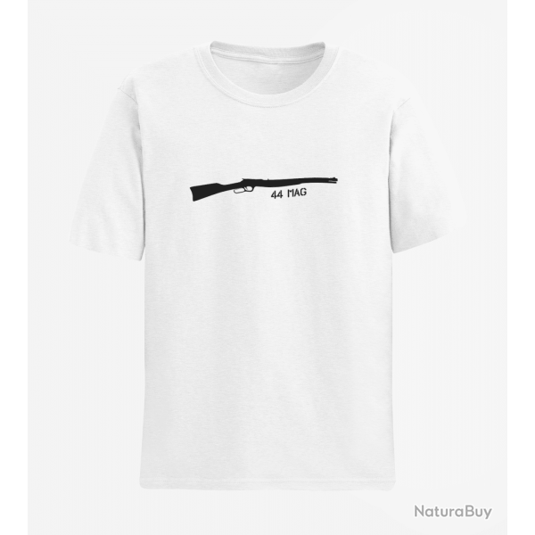 T shirt Armes Carabine  levier sous garde 44 mag Blanc