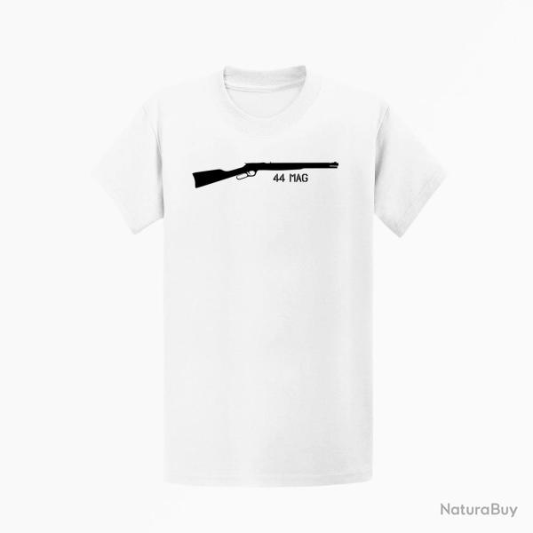 T shirt Armes Carabine � levier sous garde 44 mag Blanc